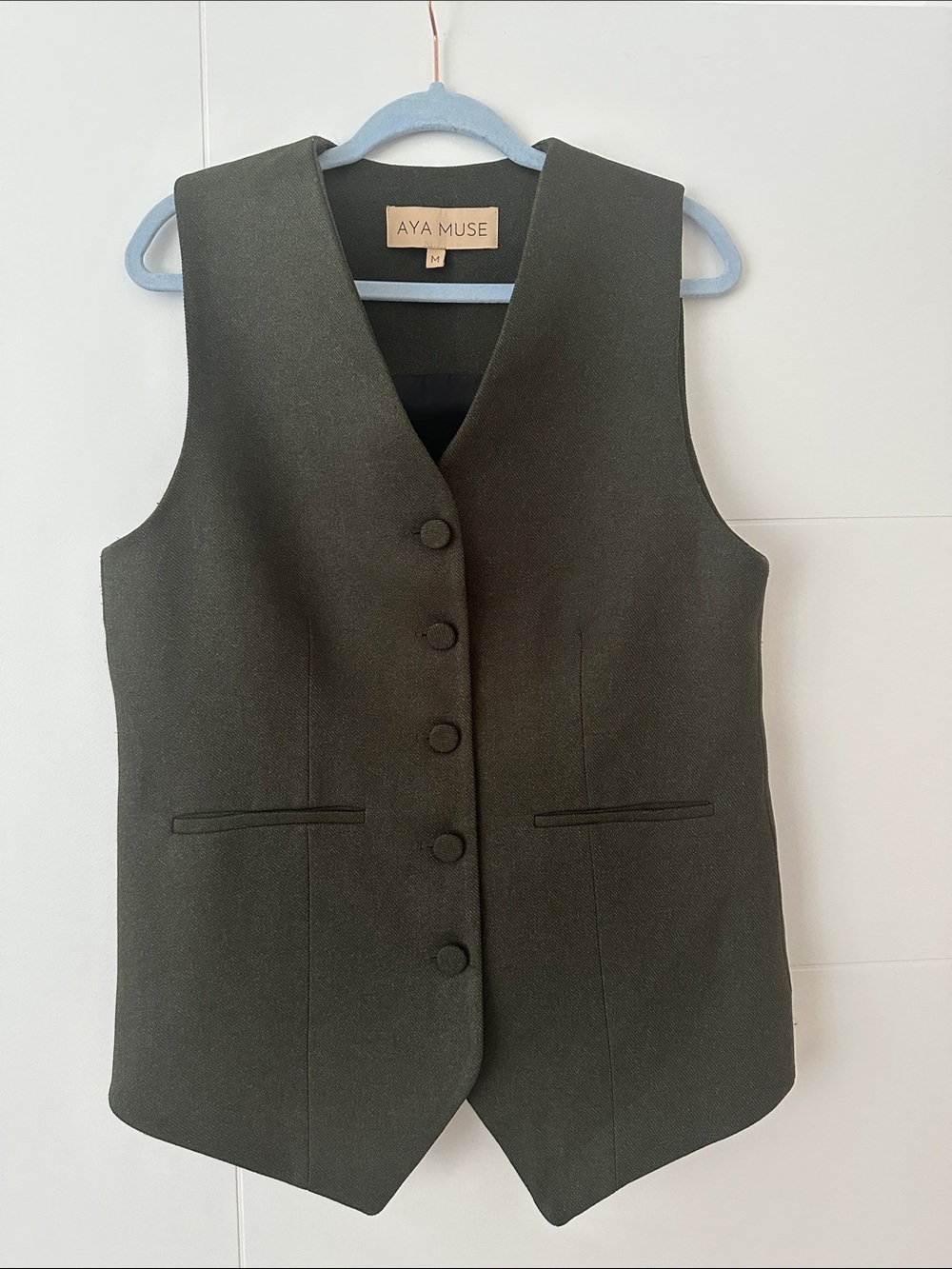 Aya Muse Green Tailored Button Vest